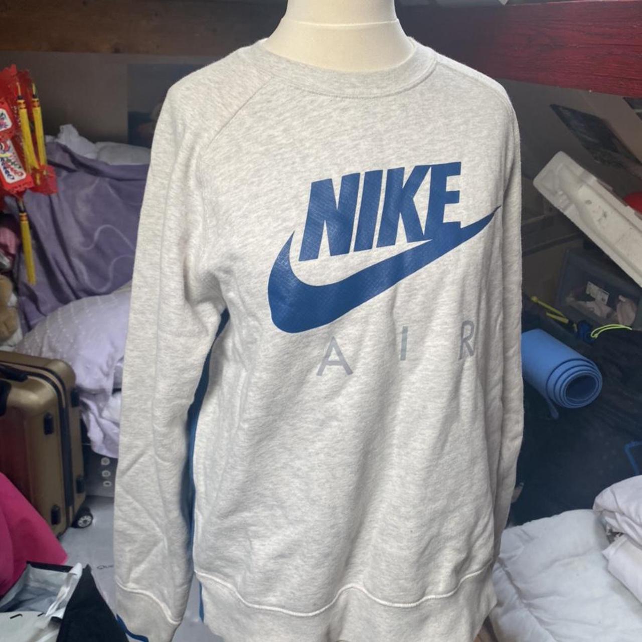 Nike jumper blue grey Size small womens Slight... - Depop