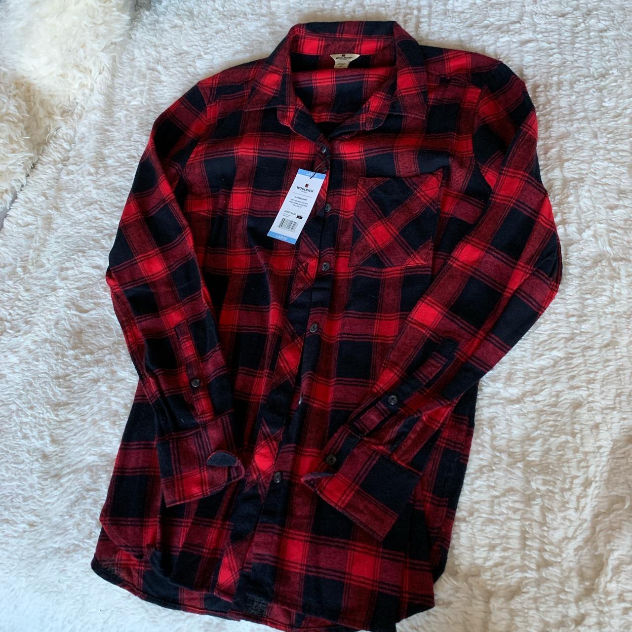 Woolrich Women's Red and Black Shirt | Depop