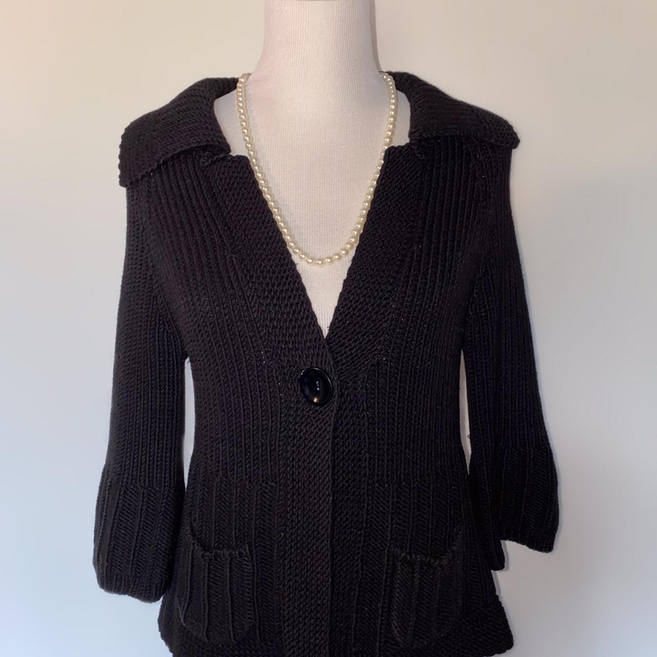 SOLD! STLYE & CO Size M Women’s Black Knit Button... Depop