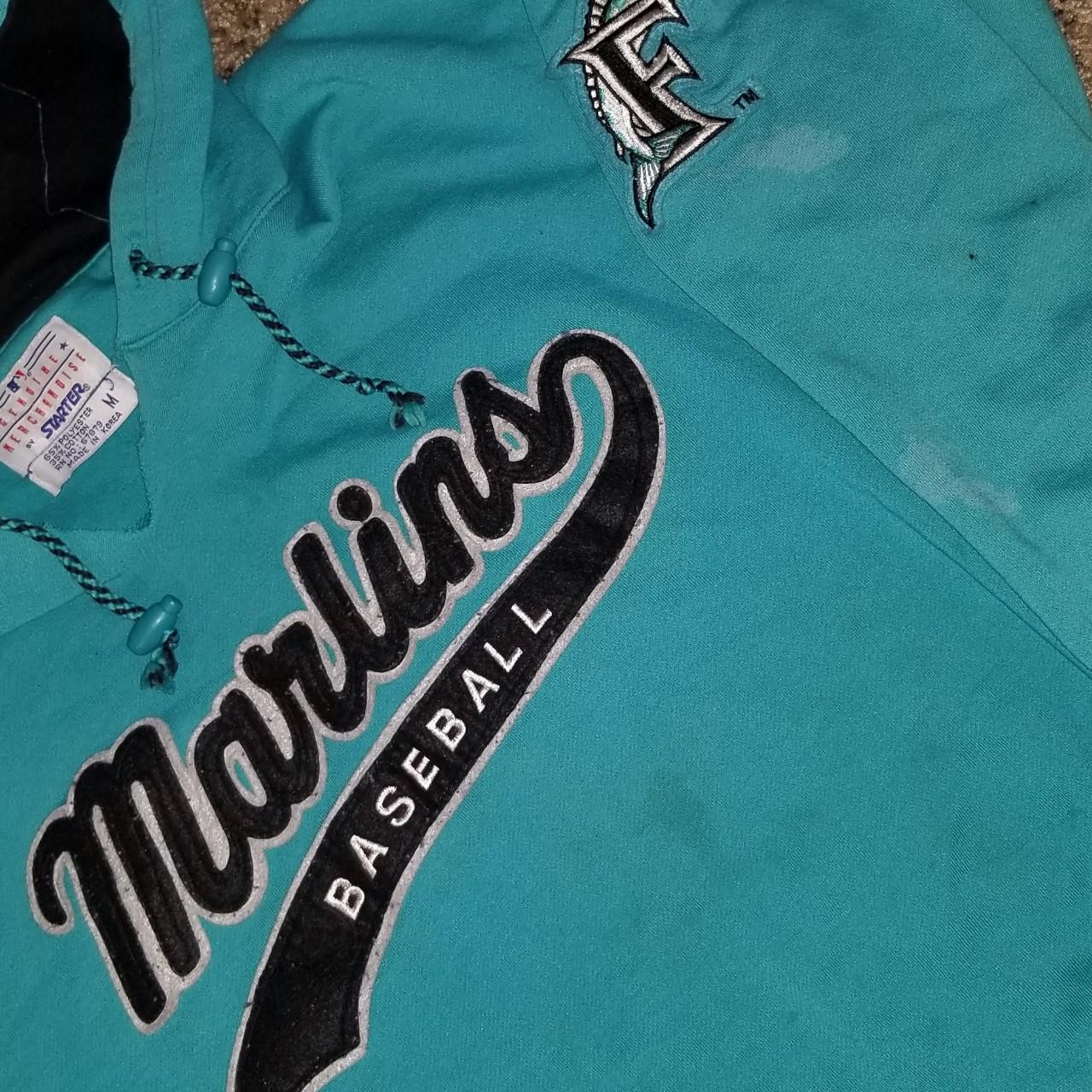 Vintage Starter Florida Marlins Teal 90s Baseball - Depop