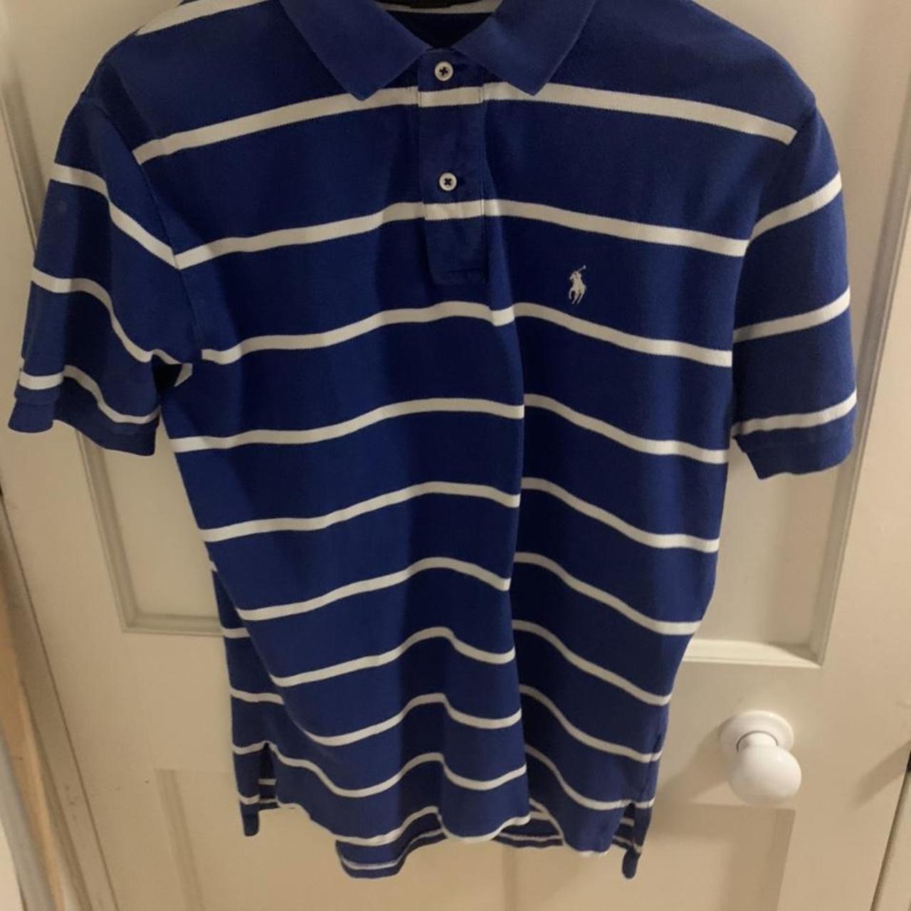 Striped Blue Ralph Lauren Polo Size M Condition is... - Depop