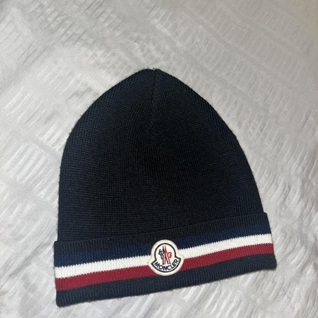 Moncler logo patch beanie Good condition! Next day... - Depop