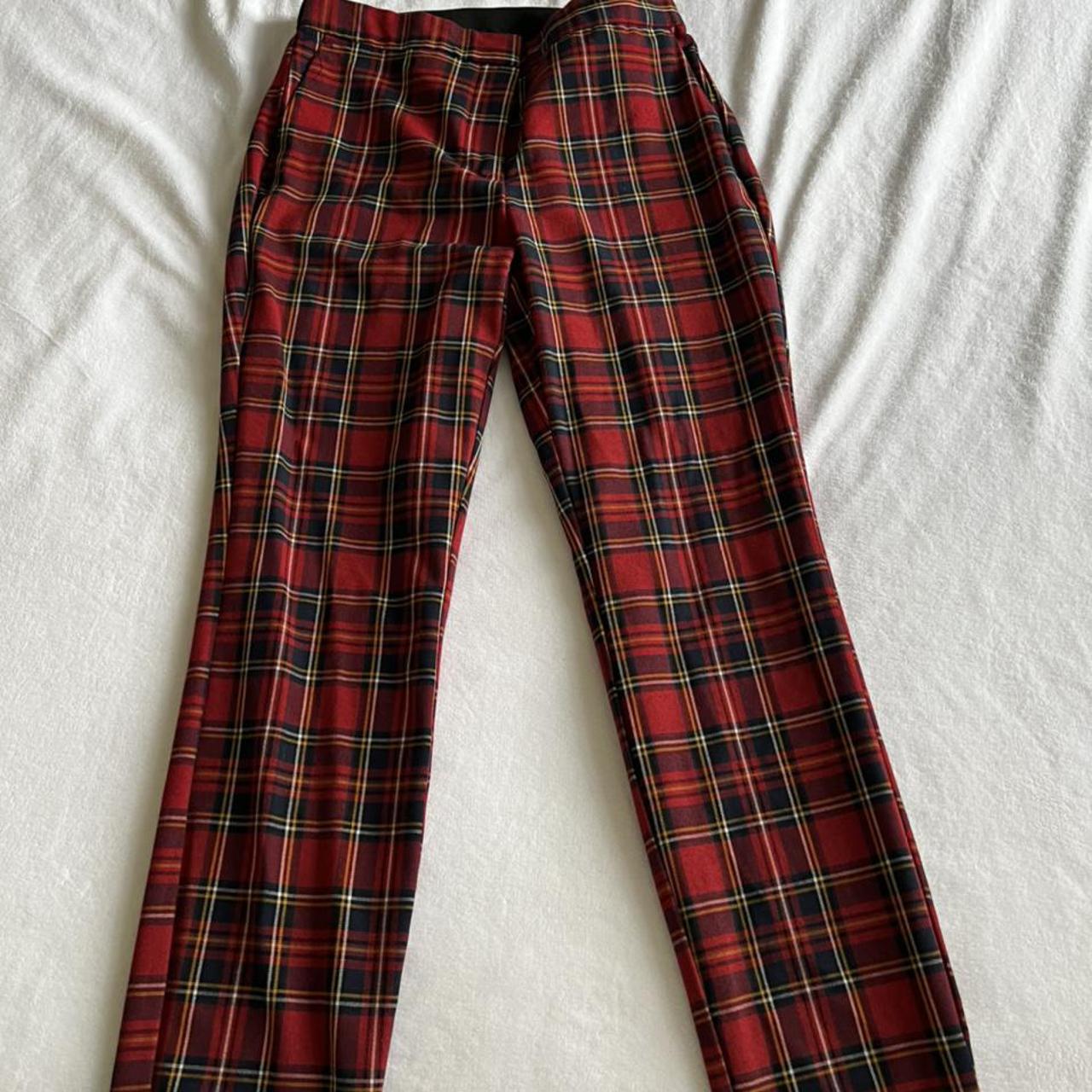 zara red plaid pants