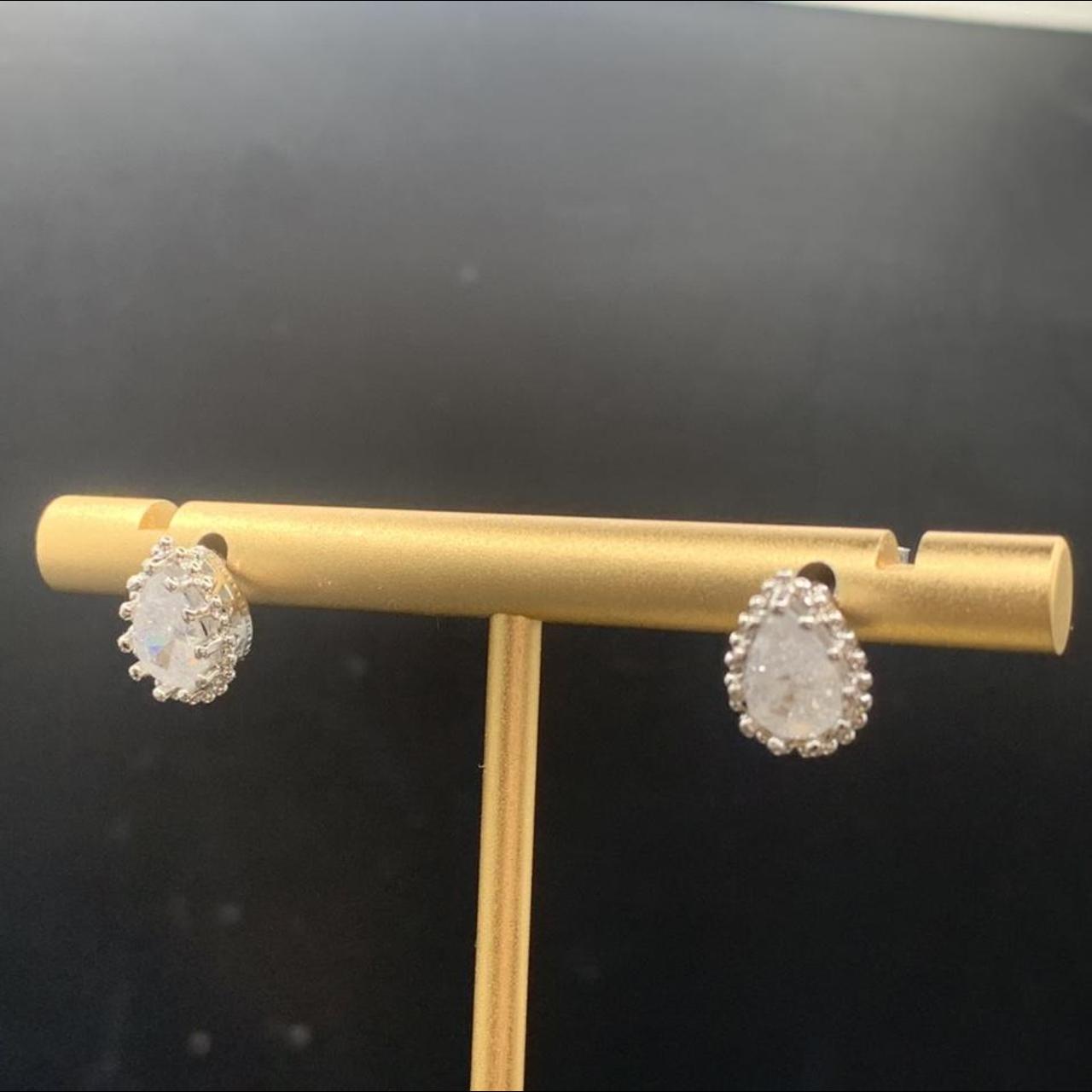 Silver plated gemstone stud earrings - super pretty... - Depop