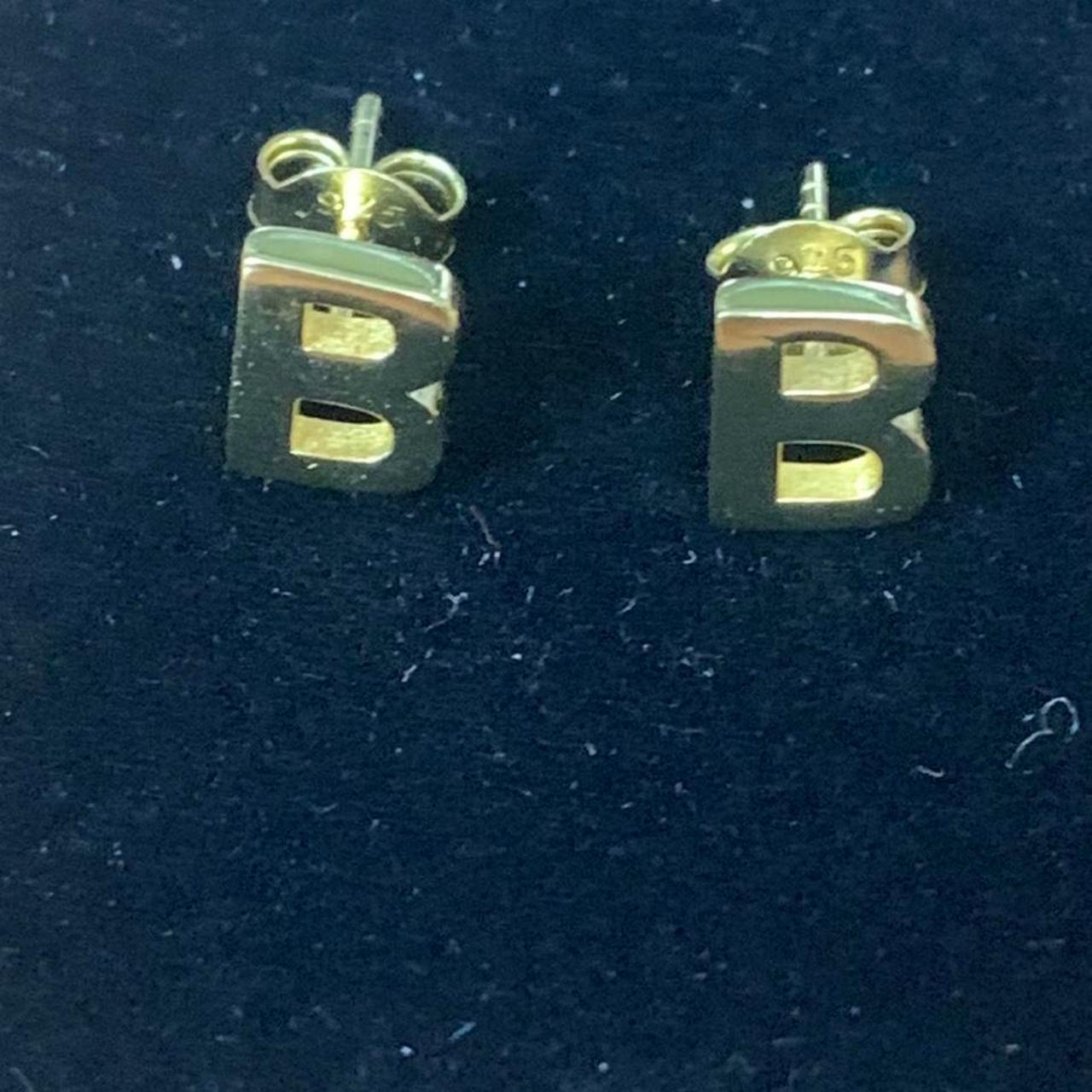 B Initial / Letter Stud Earrings 925 Sterling Silver... - Depop