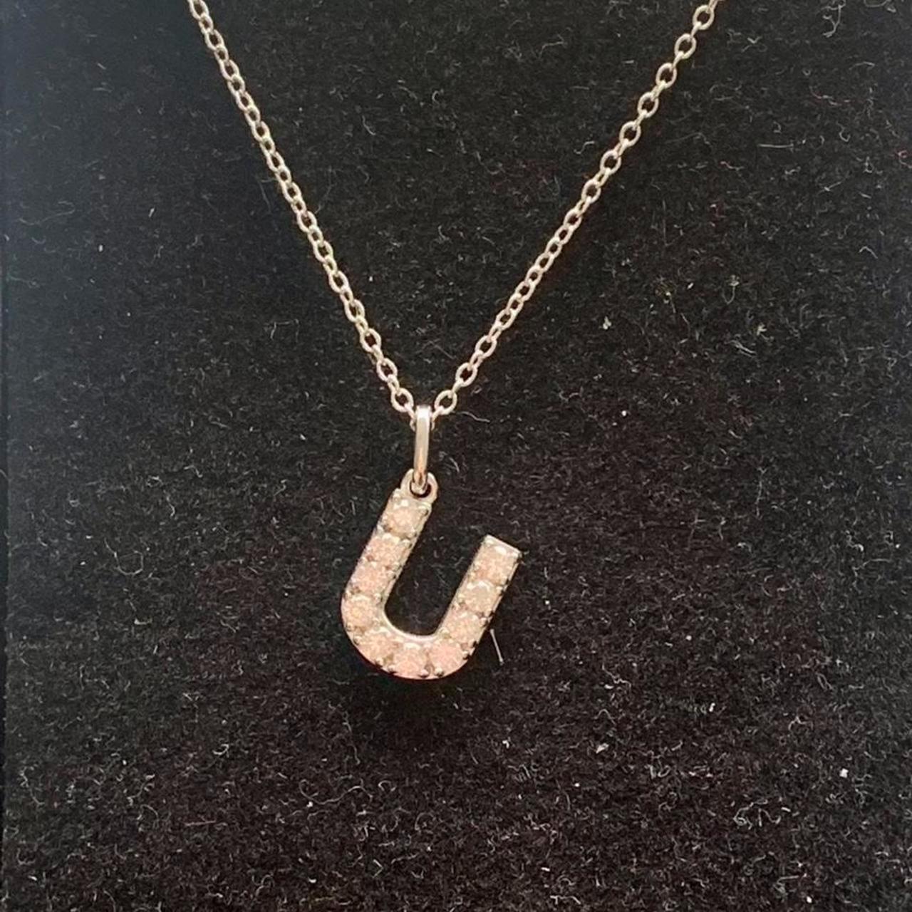 U Initial Letter Necklace Cubic Zirconia CZ detail... Depop