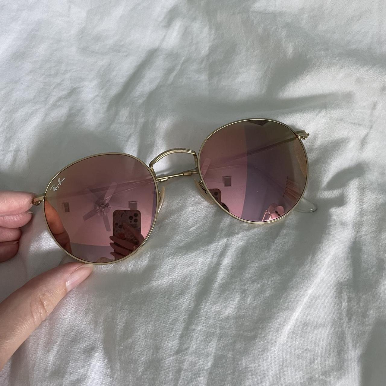 Ray-Ban Women's Pink and Gold Sunglasses | Depop