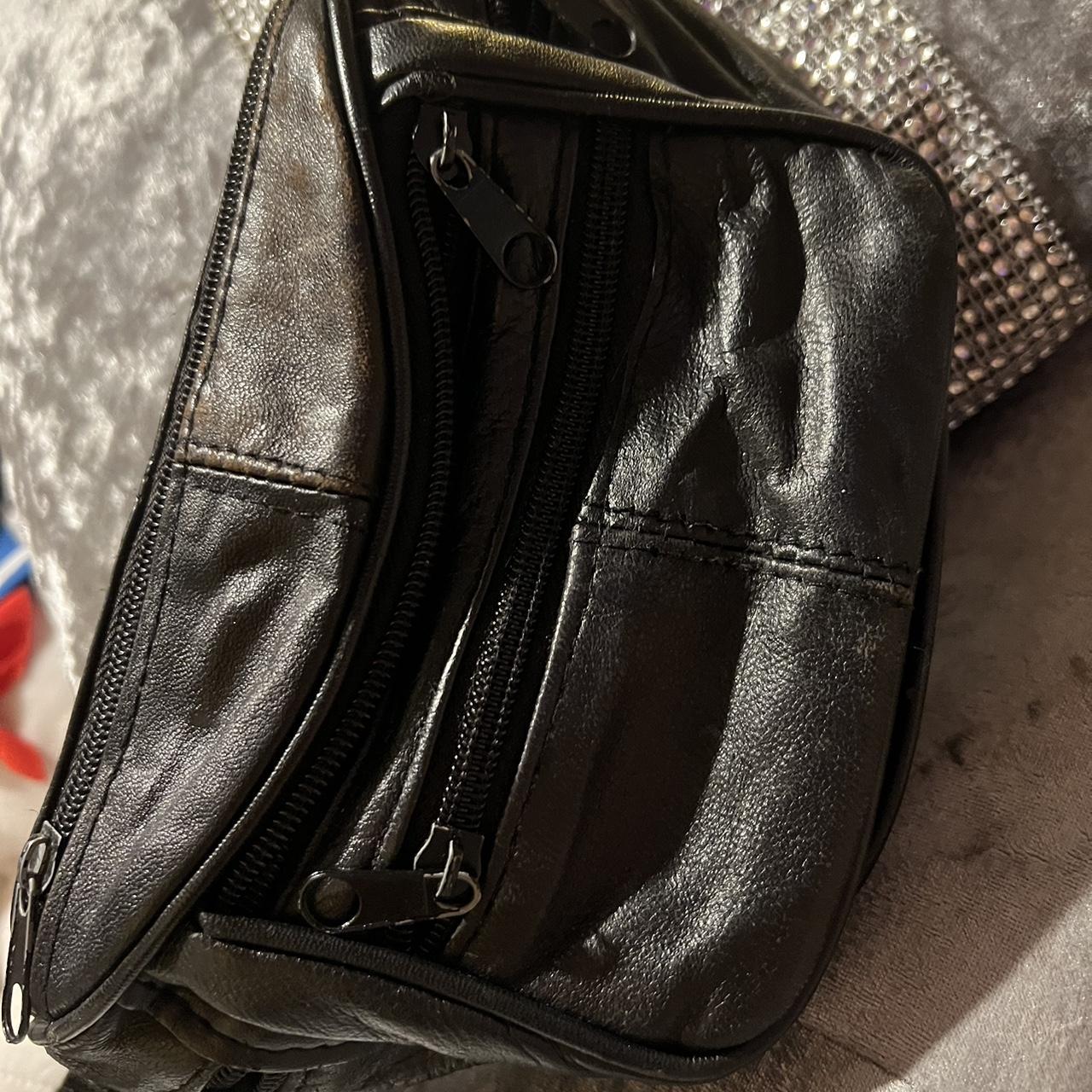 Black Leather Bum Bag Over 6 Compartments, Brand... - Depop