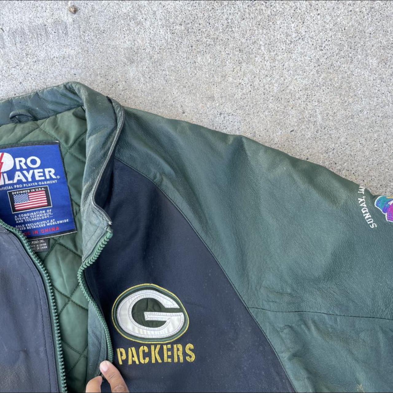 Vintage Green Bay Packers leather jacket. Brand: - Depop