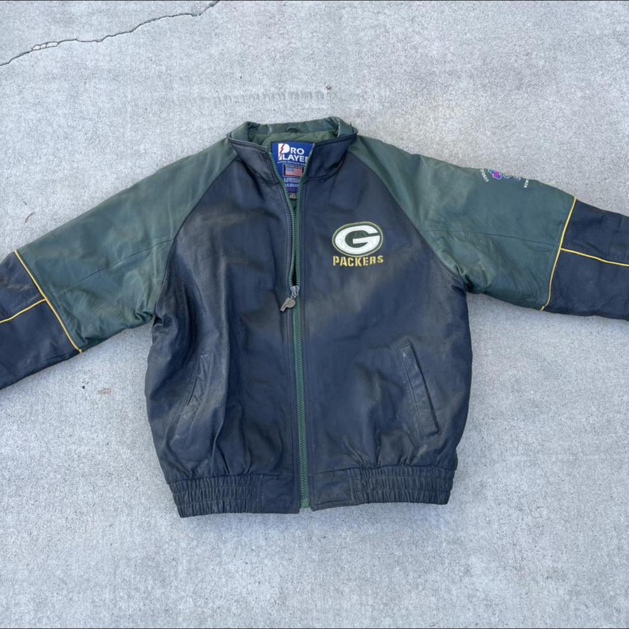 Vintage NFL Green Bay Packers Leather Jacket Size - Depop