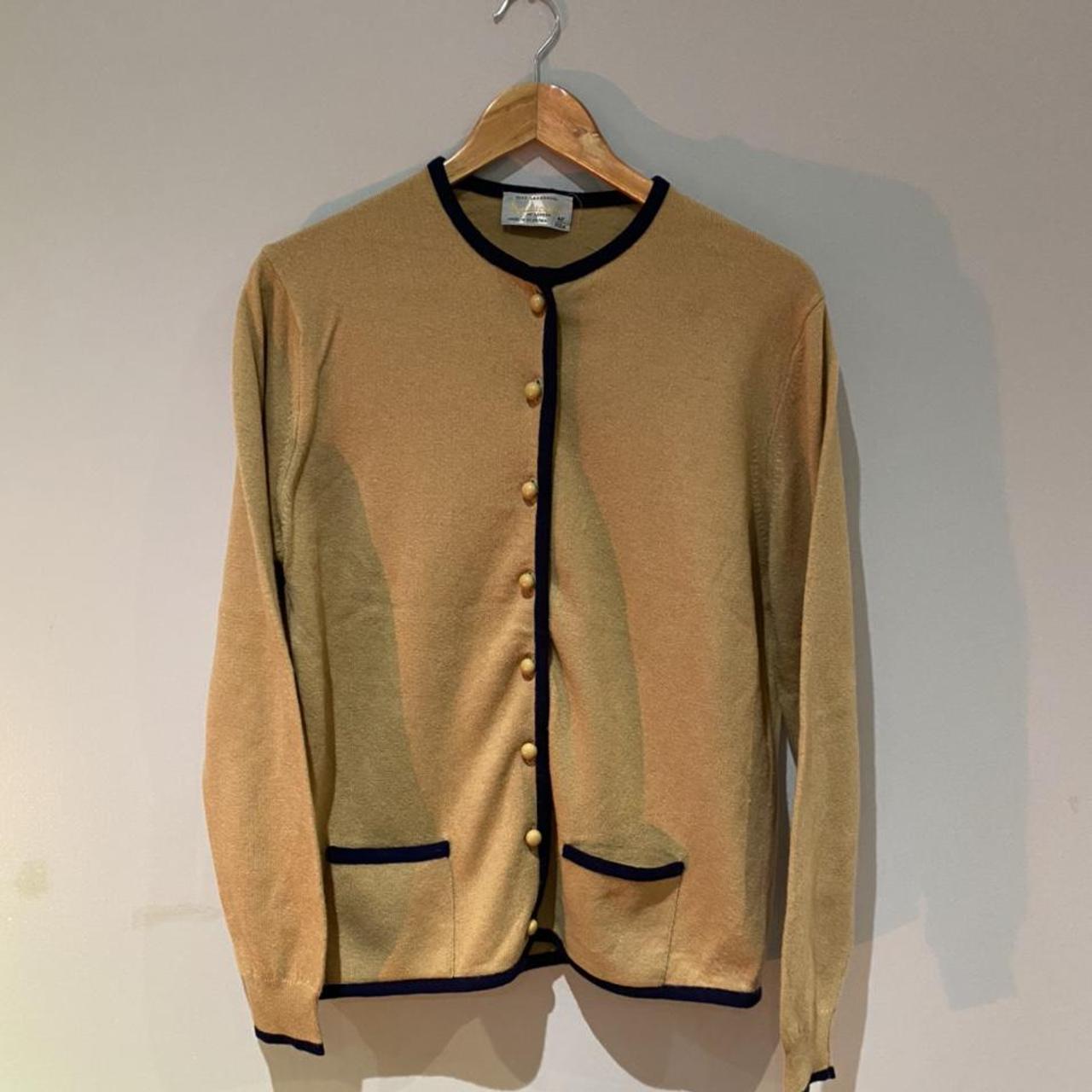 tan coloured cardigan