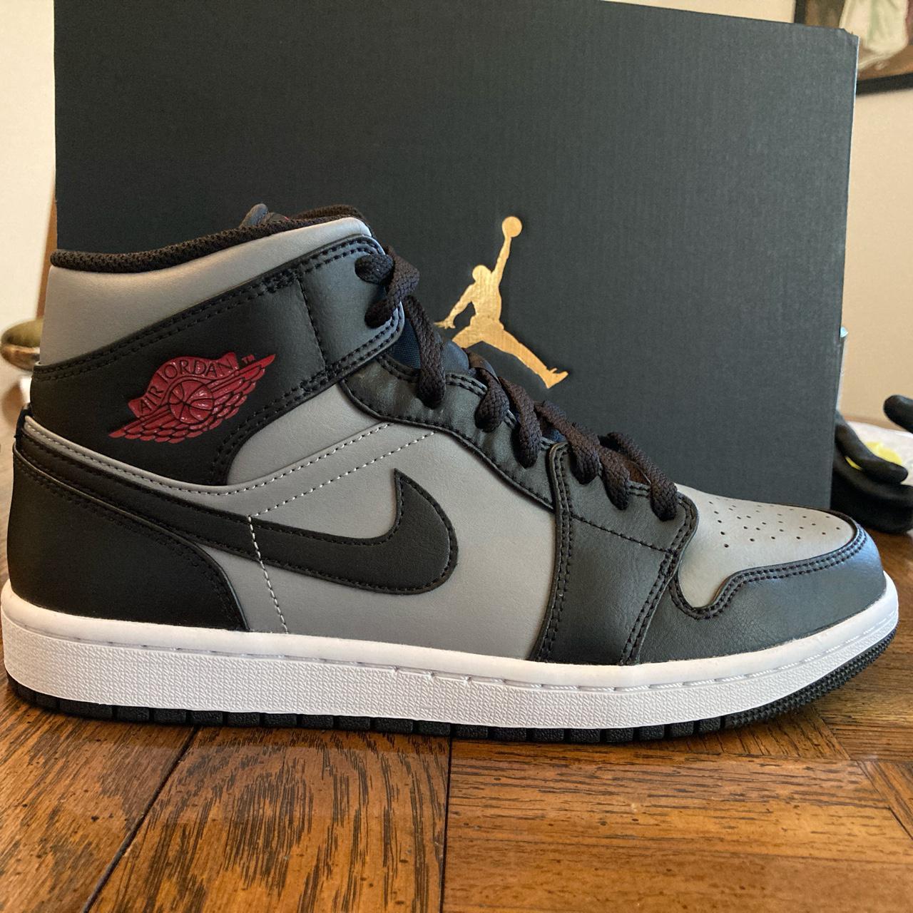 Air Jordans 1 Mid Shadow Blackgym Redparticle Depop