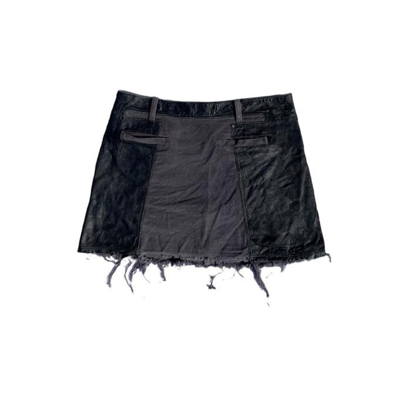 Vintage black distressed diesel mini skirt Size... - Depop