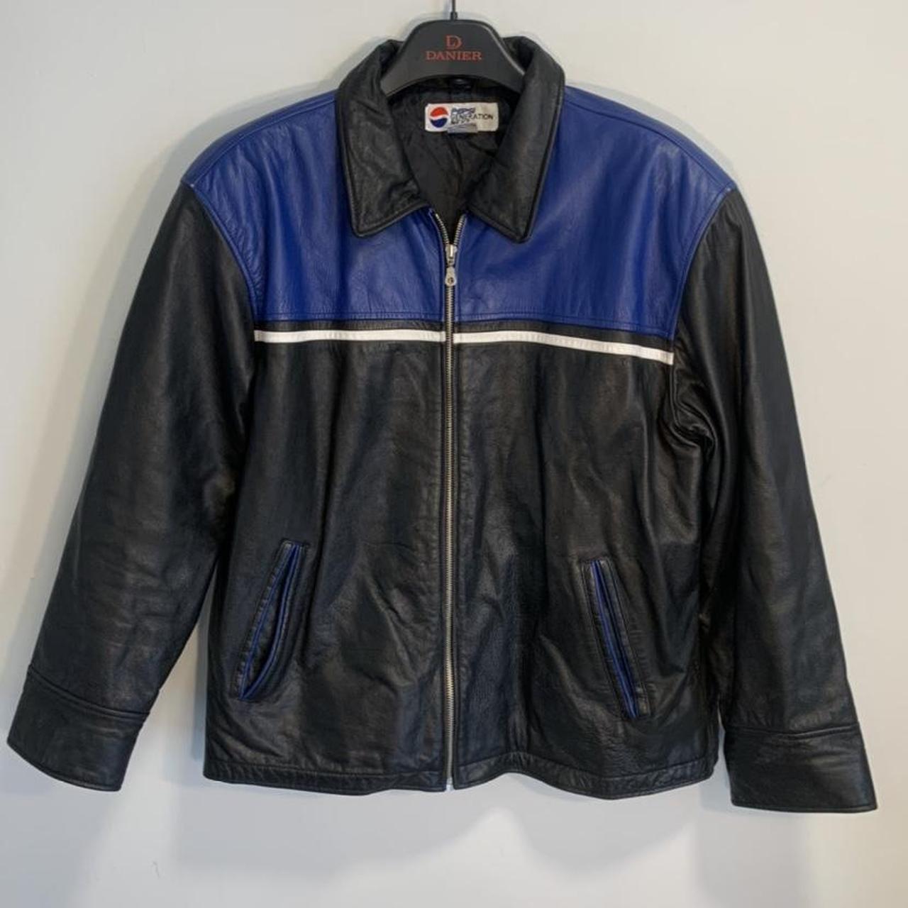 Pepsi 100% Genuine Leather Jacket with Polyester... - Depop
