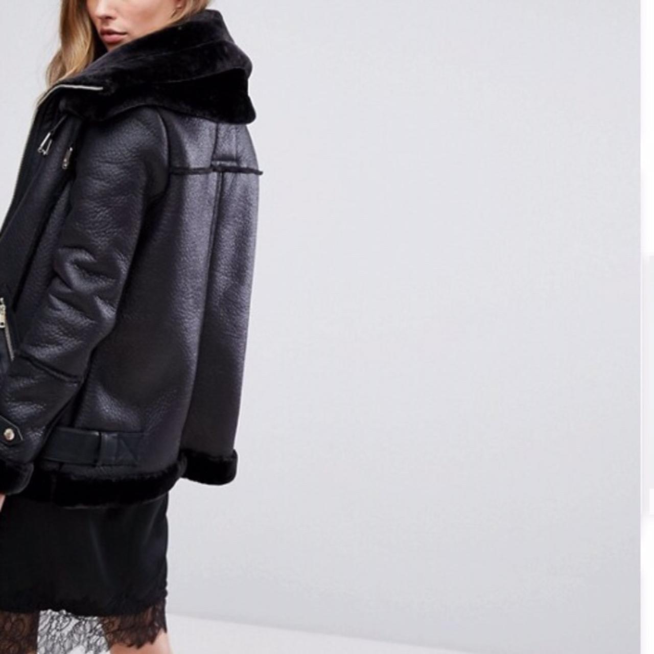 river island faux shearling aviator jacket