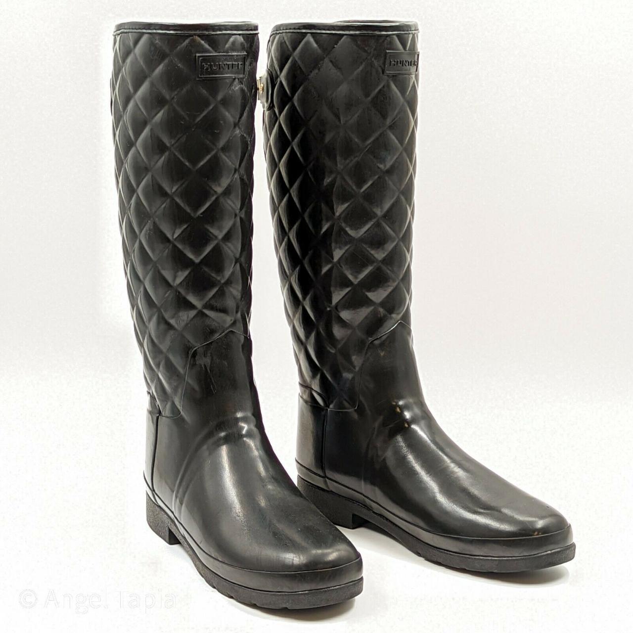 Hunter black 2024 quilted rain boots