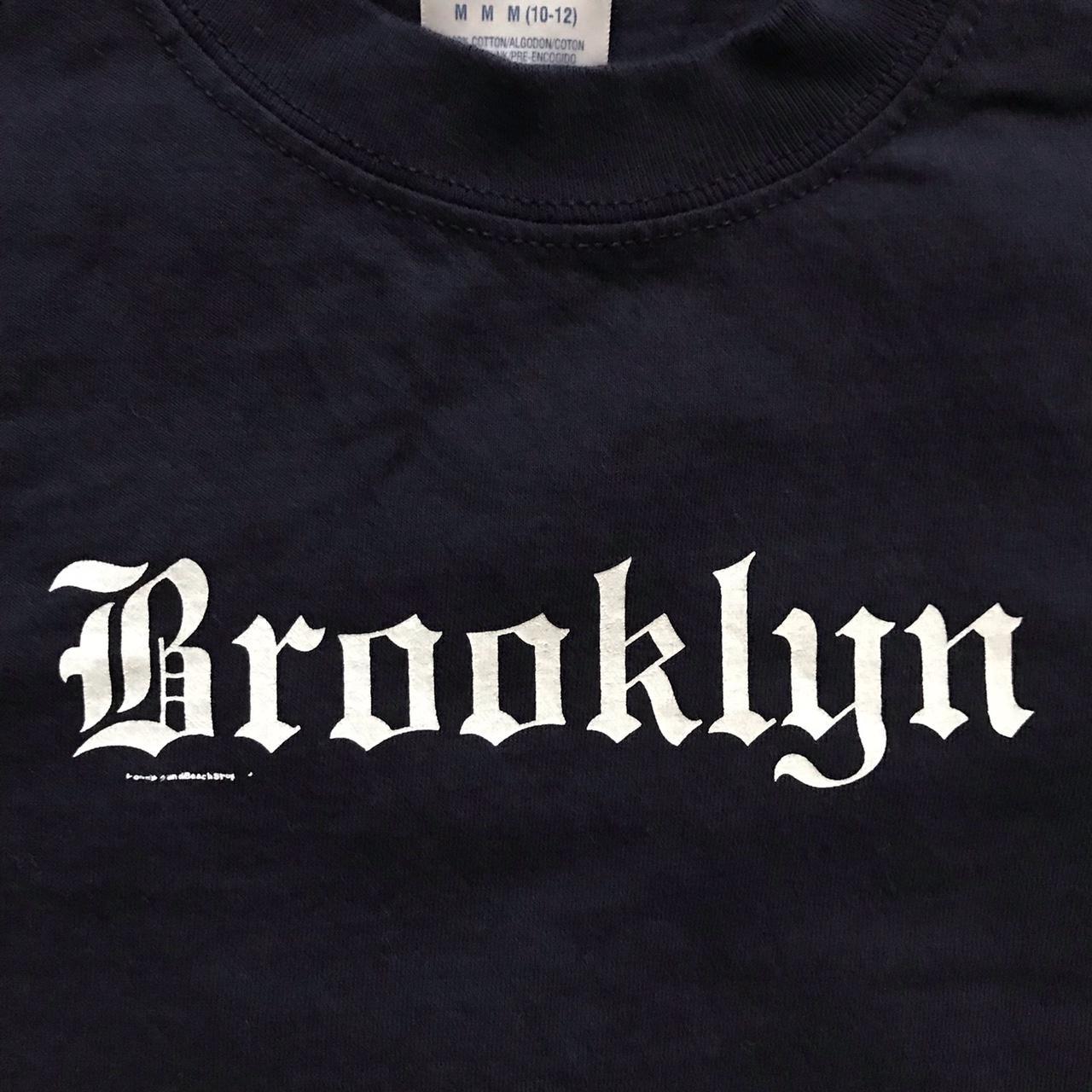 Y2k navy blue Brooklyn Tshirt. Size women’s M.... - Depop