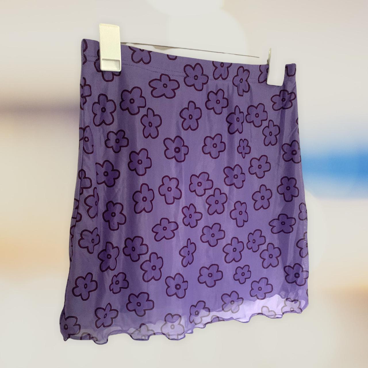 Y2K skirt of your dreams! A purple floral miniskirt... - Depop