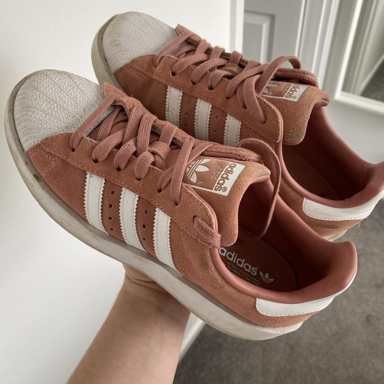 Adidas Women's Pink and White | Depop