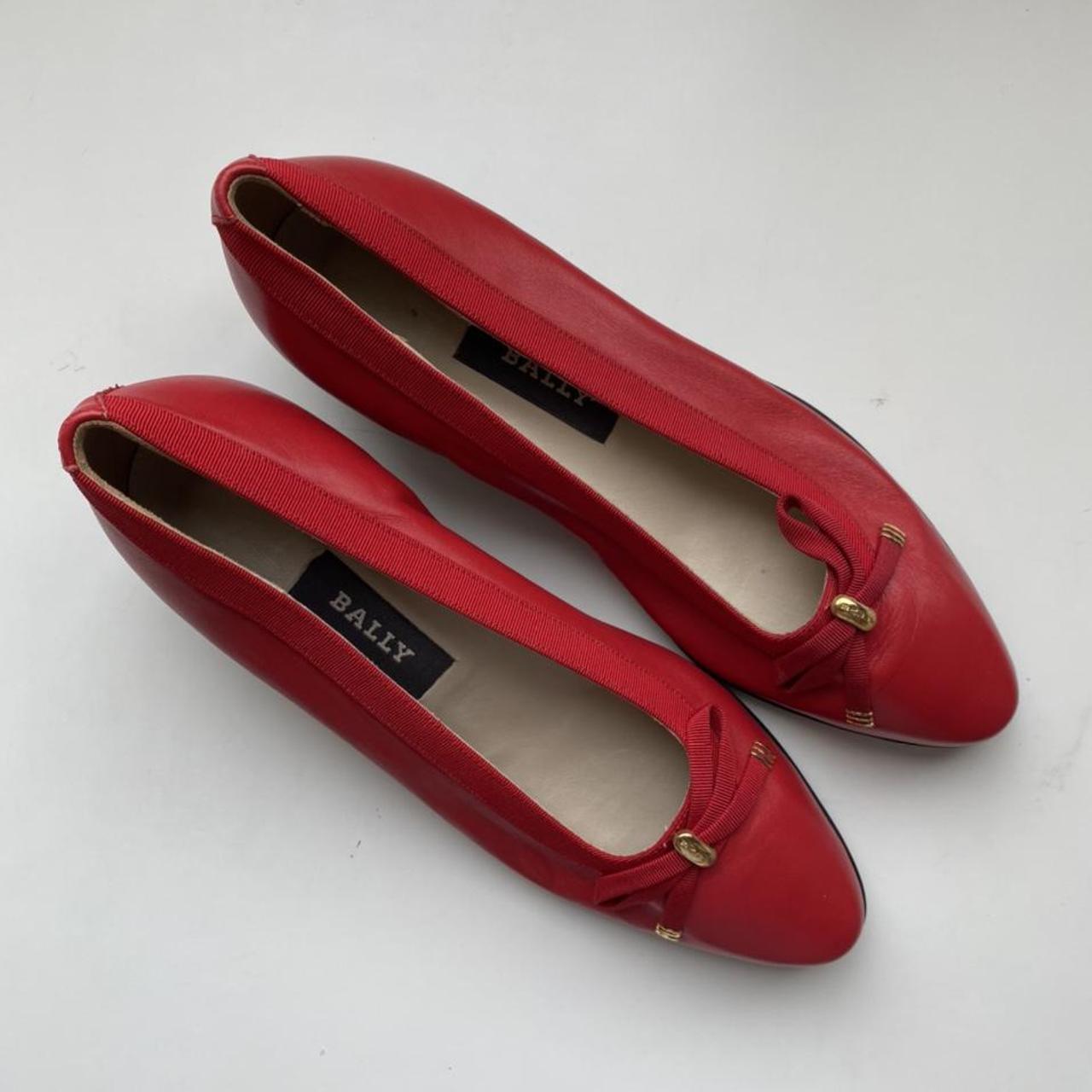 Bally Women's Red and Gold Courts Depop