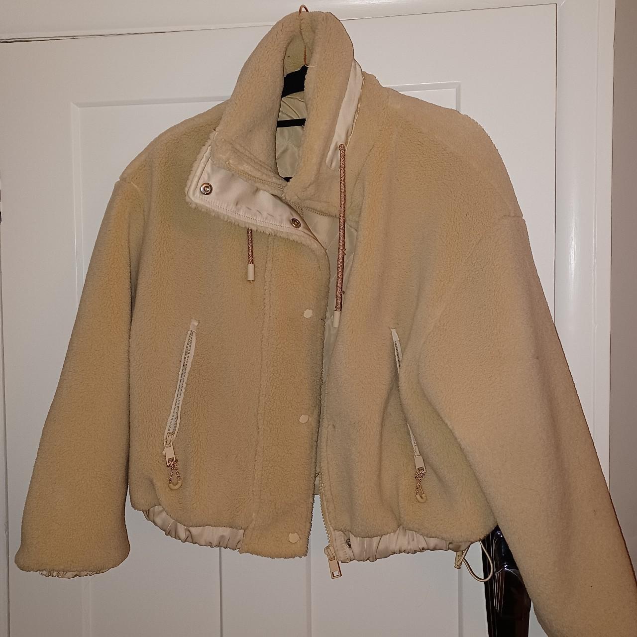 Zara fleece cheap jacket camel