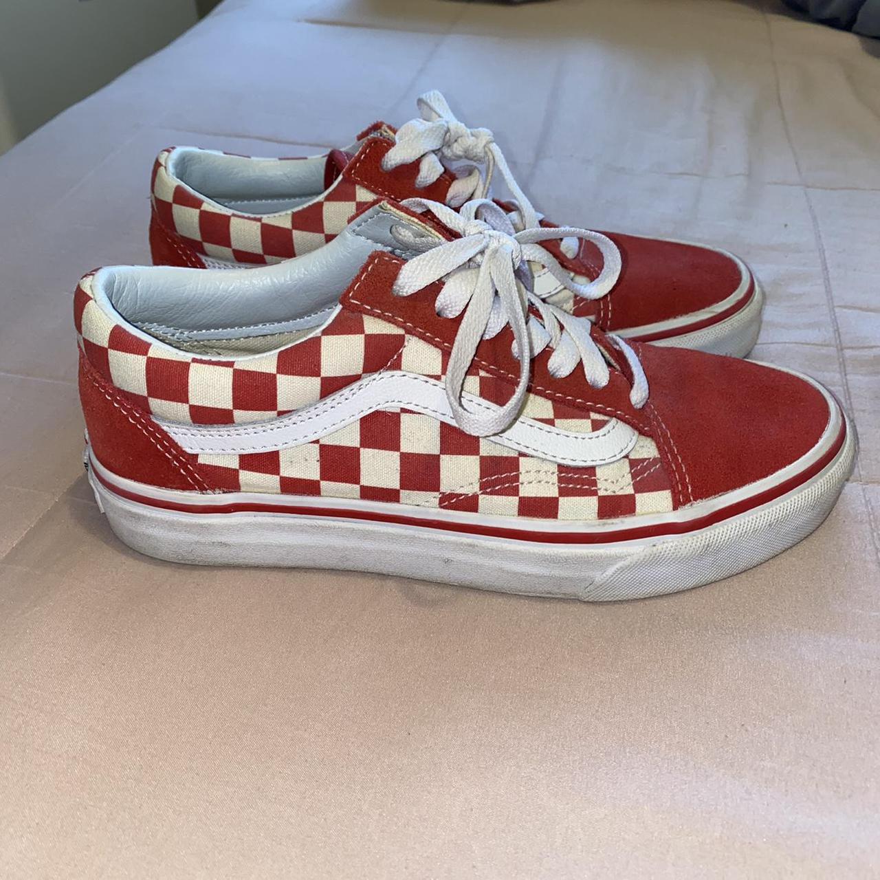 Red & white checkered old skool womens Vans ‼️ u can... - Depop