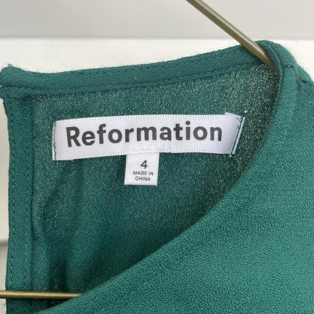 Reformation Women's Green Dress | Depop