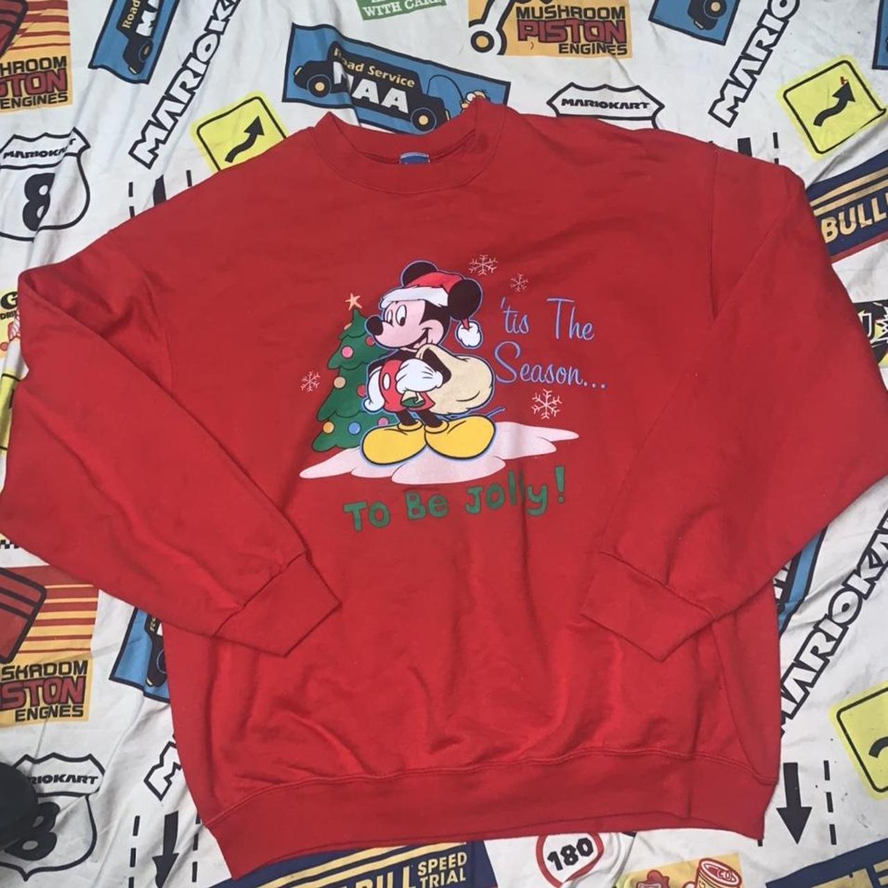 Disney Sweater Adult Large Red Crewneck Sweatshirt Depop