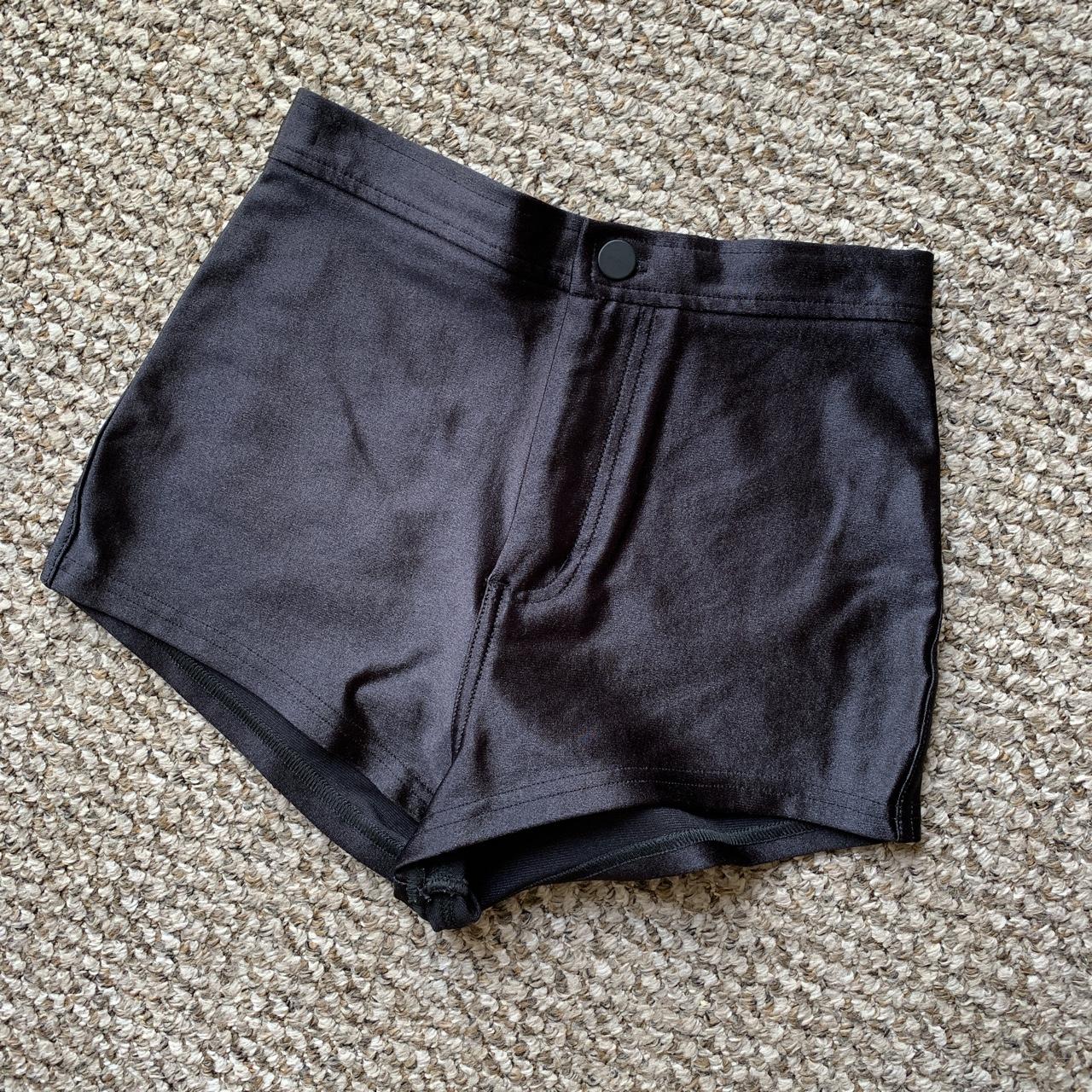 Barely worn American Apparel black disco shorts for... Depop