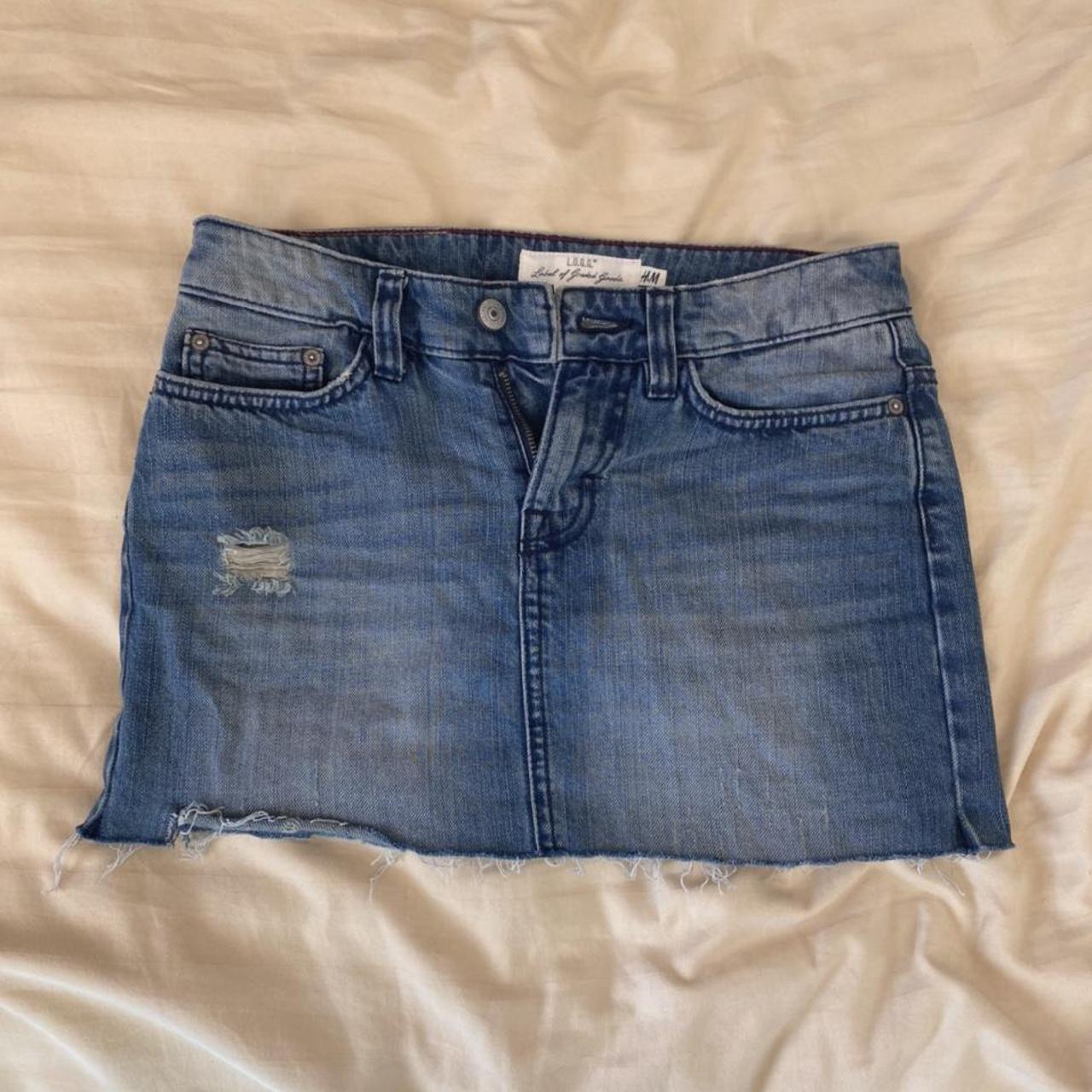 Thrifted H&M Denim Mini-Skirt ｡･:*:･ Size:... - Depop