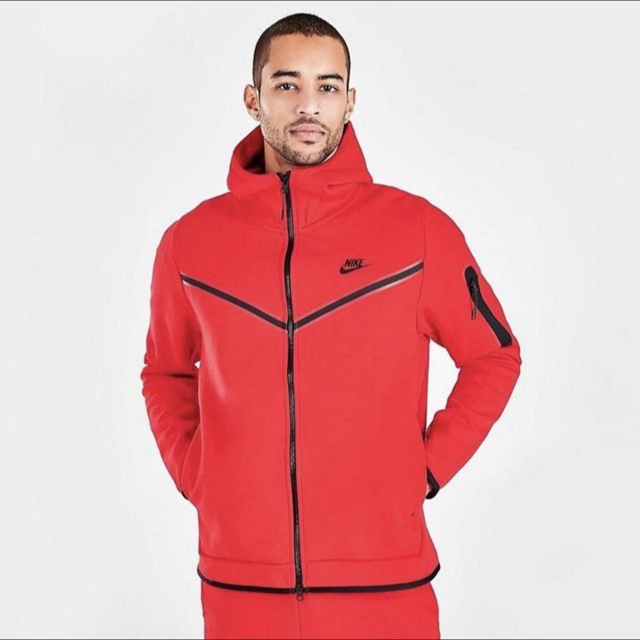 mens nike tech fleece red