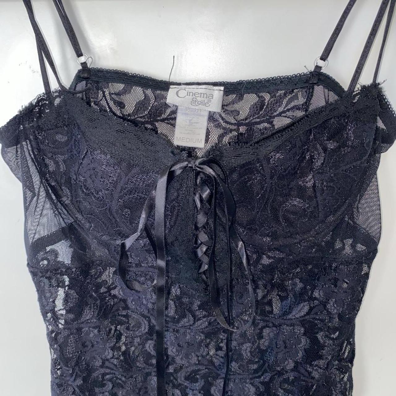 2000s Cinema Etoile black slip dress corset style... - Depop