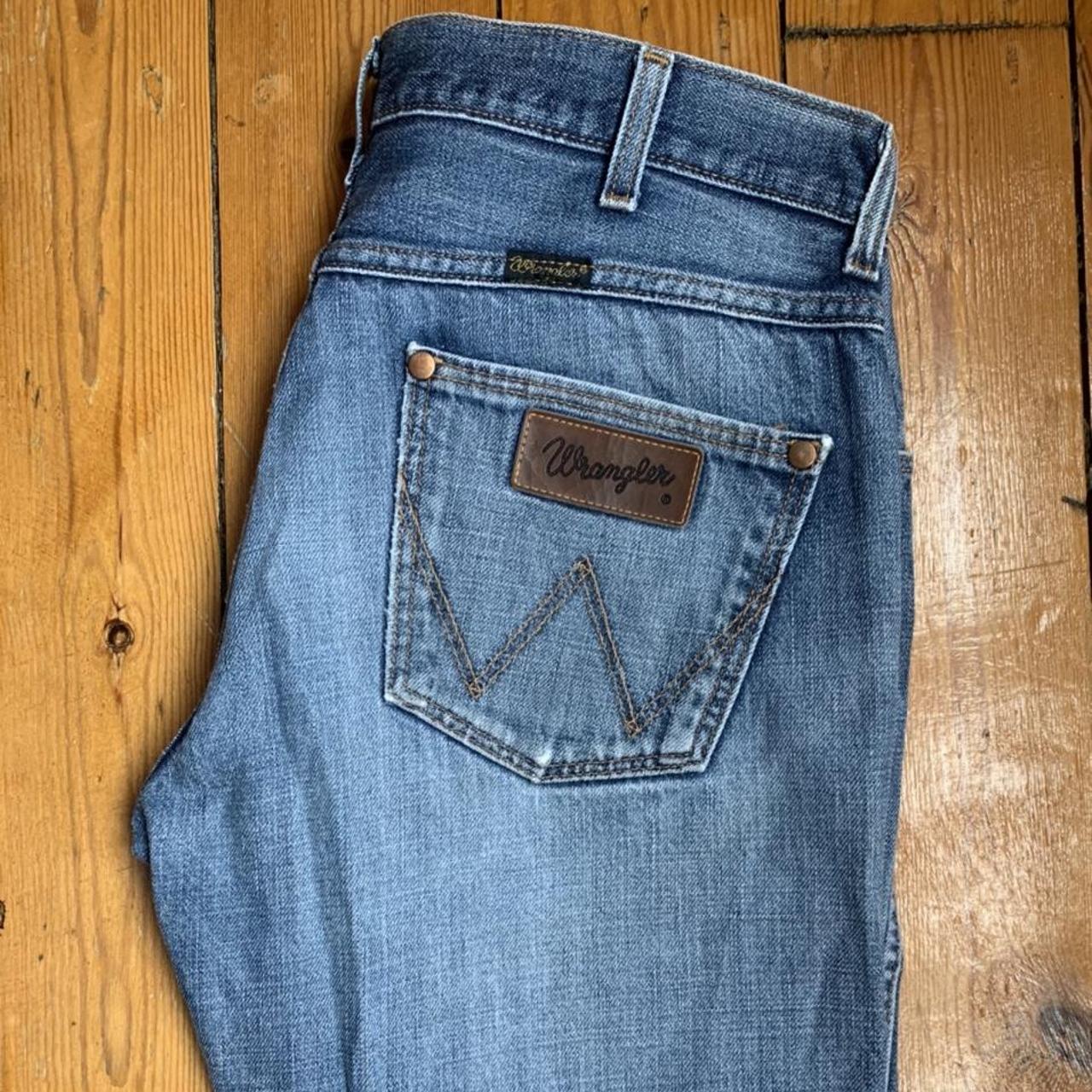 Vintage Blue Wrangler jeans in good condition. Small... - Depop