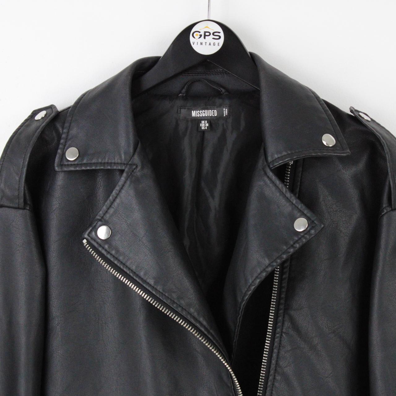 MISSGUIDED Biker Jacket Faux Leather Oversized... - Depop