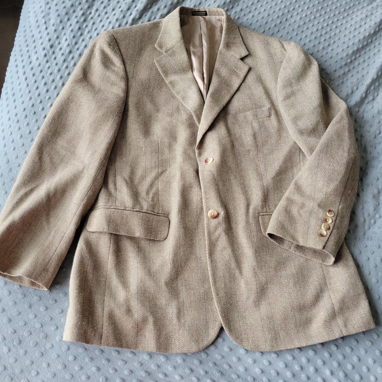 Oscar de la Renta Men's Cream and Brown Suit | Depop