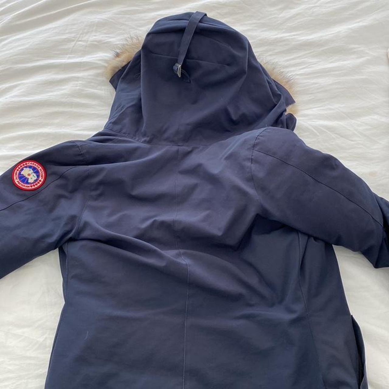 Navy blue Canada Goose parka with fur. Size small,... - Depop