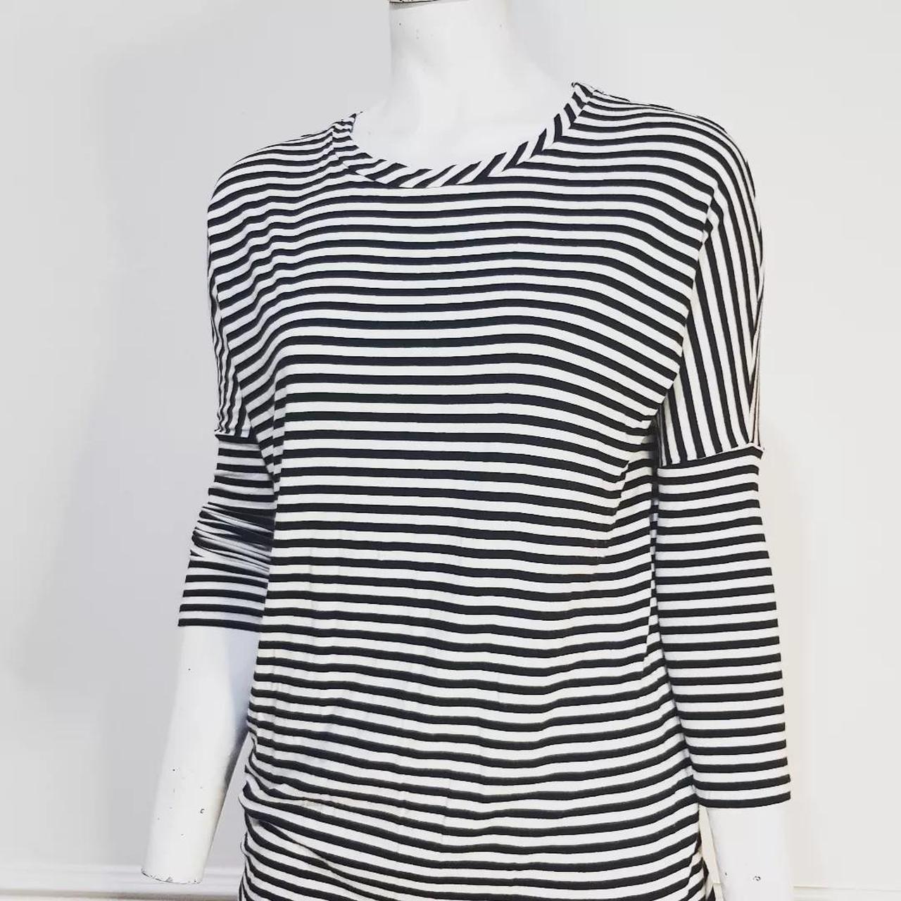 Hobbs black and white striped oversized stretch tee... - Depop