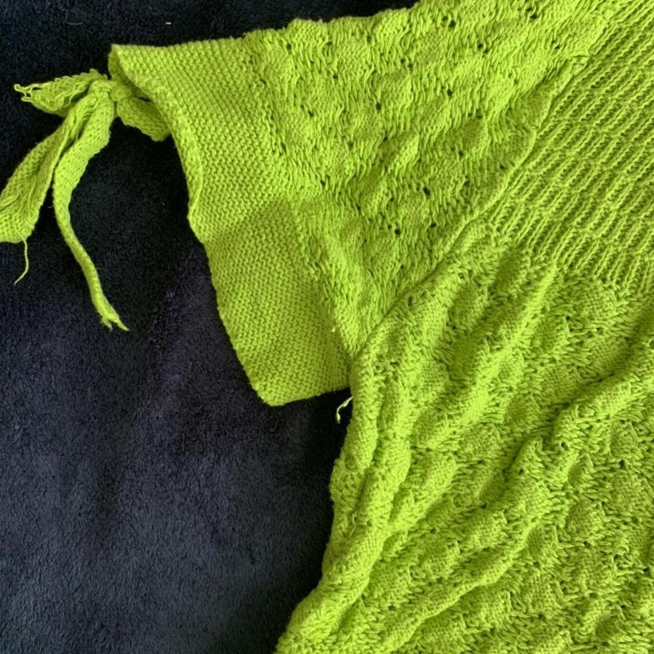 the cutest 2000’s lime green knit wrap top with... Depop