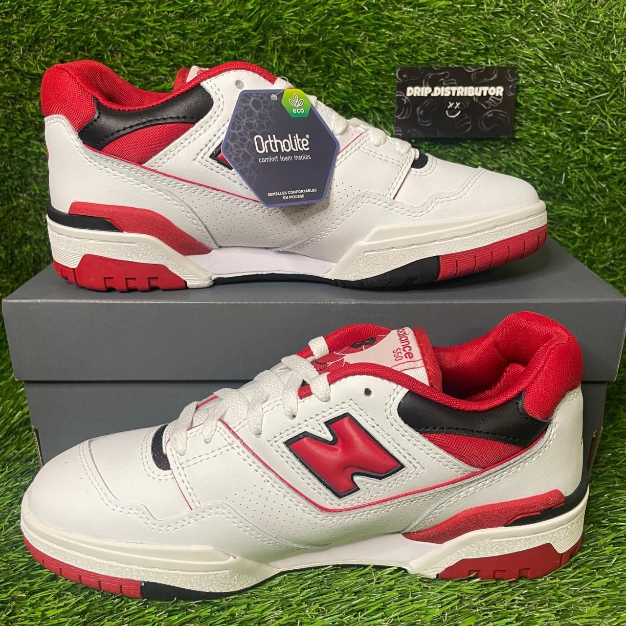 Constructed of a white leather upper with red and... Depop