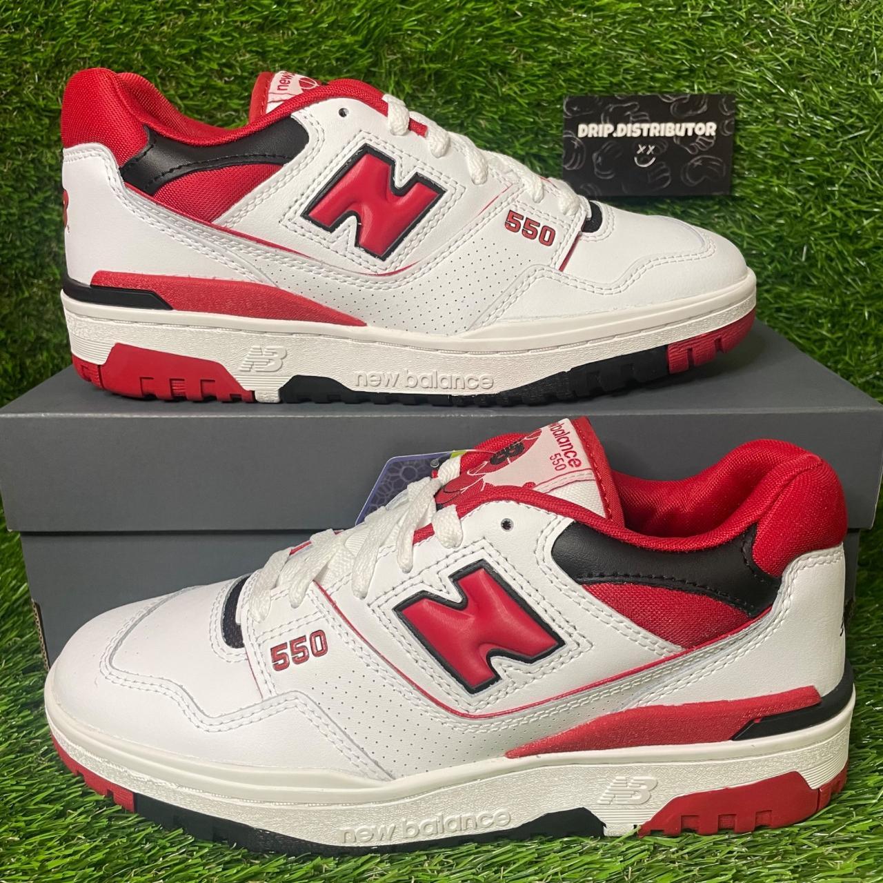 Constructed of a white leather upper with red and... Depop