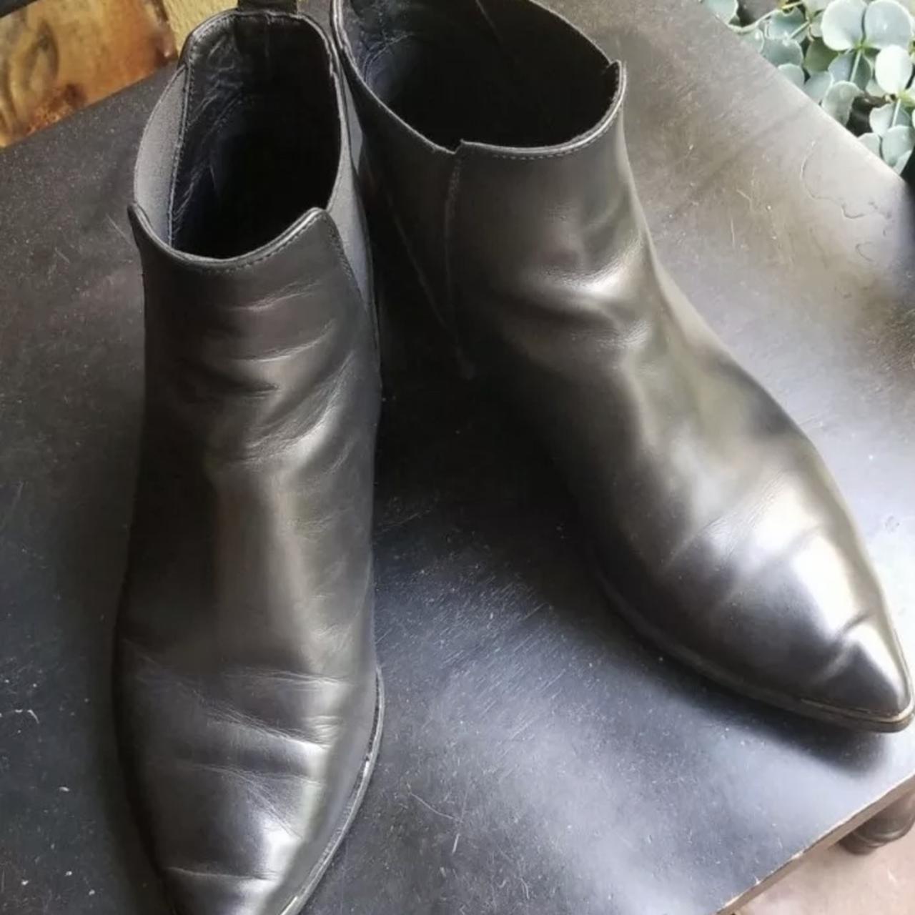 Acne Studios Jensen Black Leather Pointy Toe Ankle... - Depop