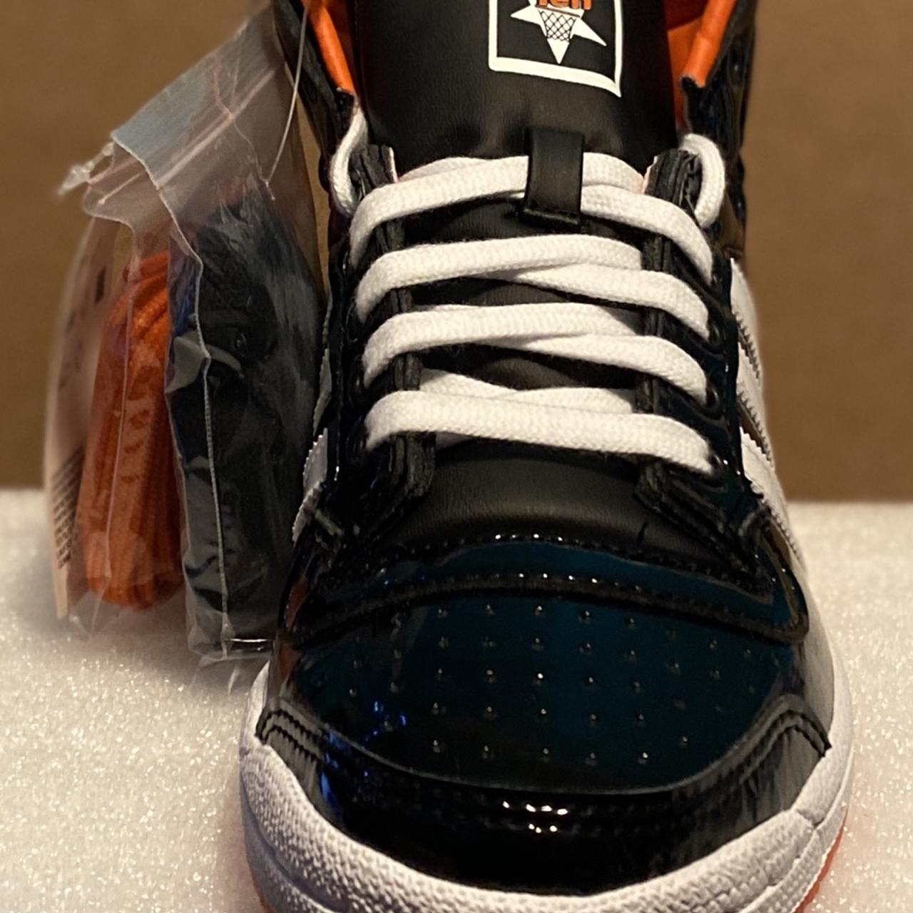 black and orange patent leather top tens