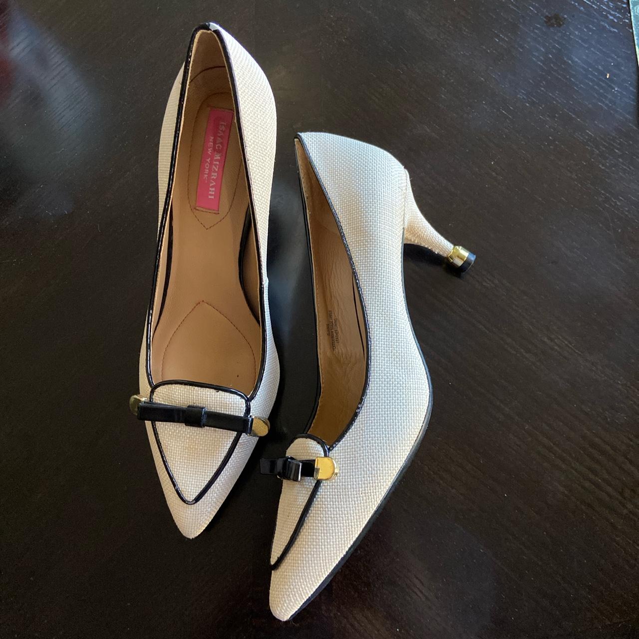 ivory leather pumps high heels size 7 used excellent... - Depop