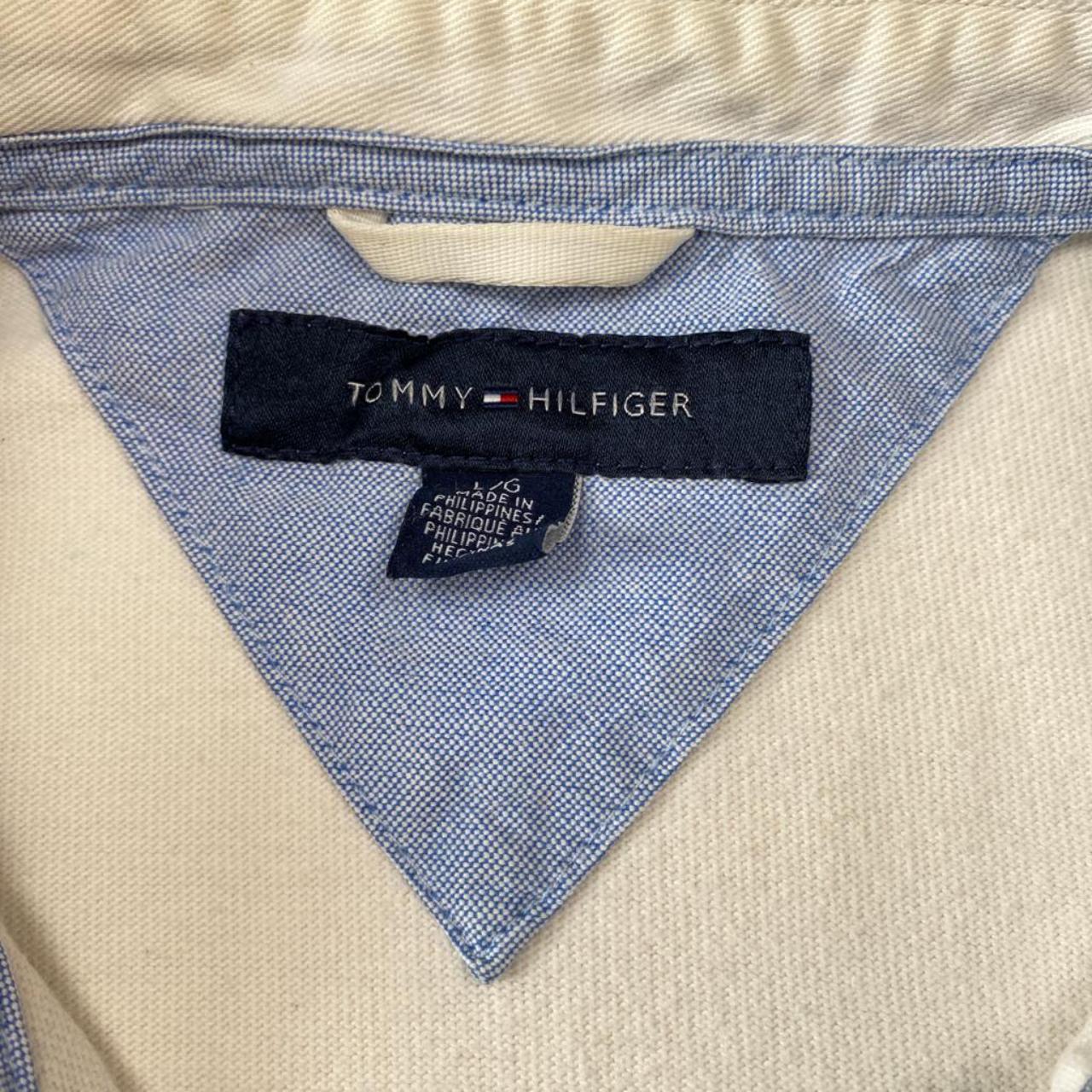 Tommy Hilfiger Vintage Off-White, Grey & Navy Retro... - Depop