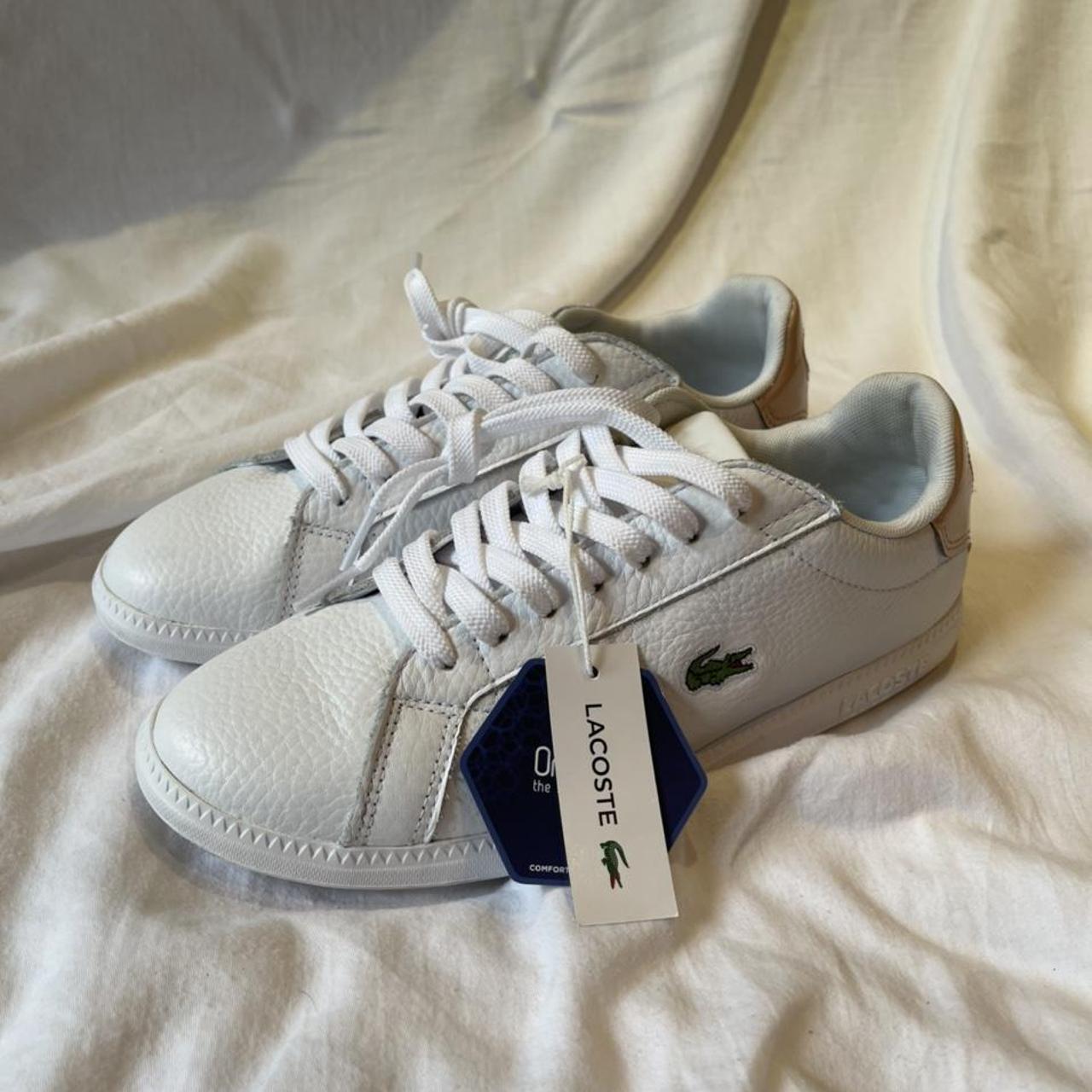 Lacoste white trainers Size 5 New with... - Depop