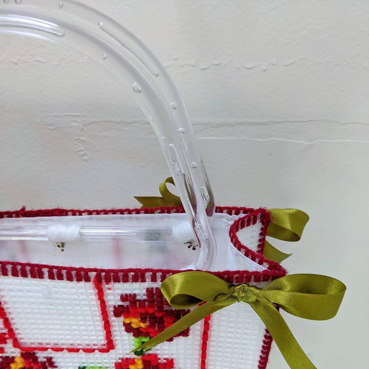 Handmade Cross Stitch Flower Bag Beautiful white... Depop