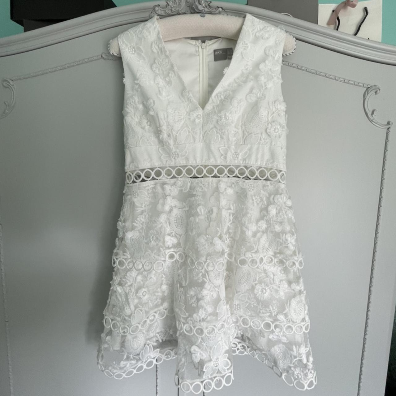 ASOS size 14 floral design summer dress in white,... - Depop