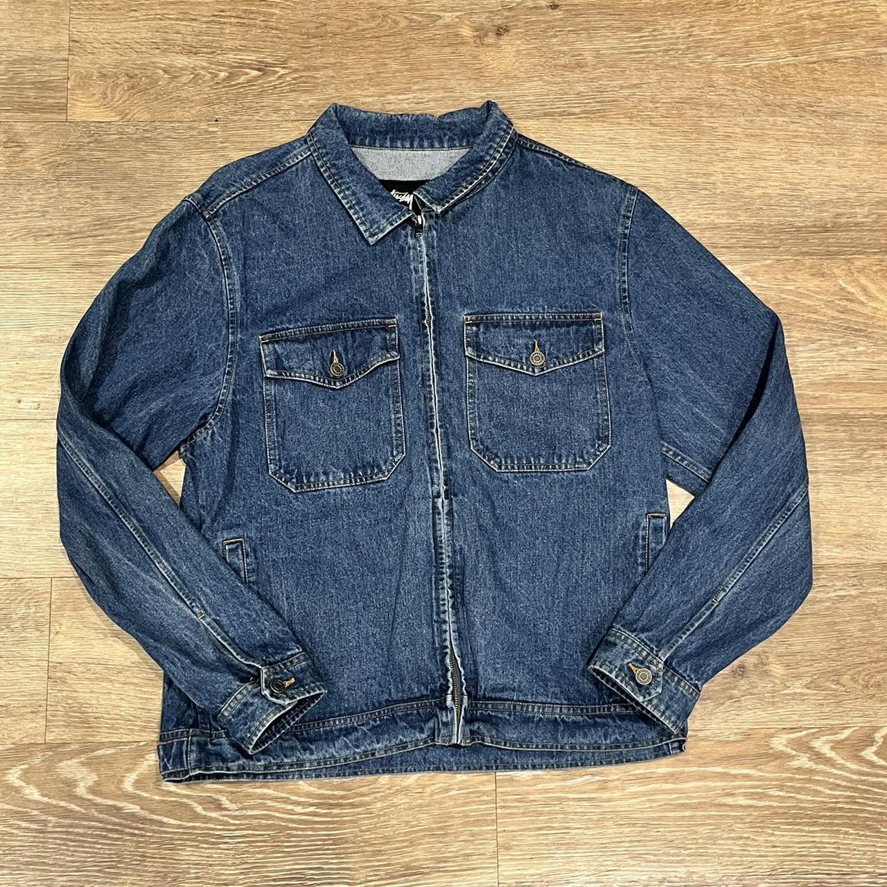 Stussy Trucker Denim Zip Jacket Worn 10/10... - Depop