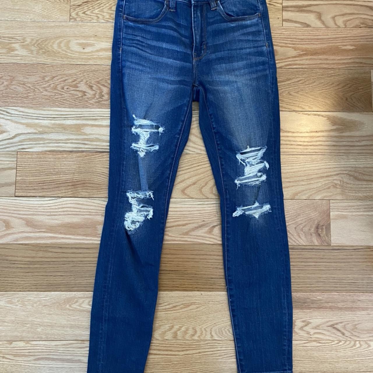 american eagle ripped skinny jeans. these are super... Depop
