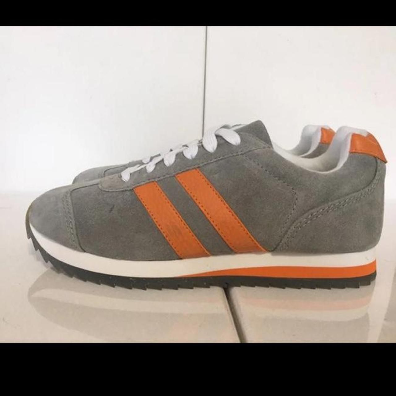 Vintage Y2k late 90s Leather sneakers in grey and... Depop